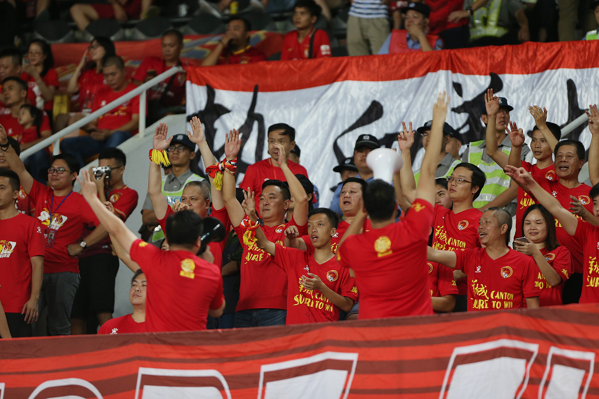 山东鲁能在中超比赛中取得胜利，球迷欢呼不已